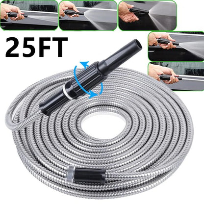 25FT Stainless Steel Metal Garden Water Hose
