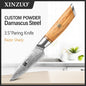 XINZUO 1-8pcs Kitchen Knife Set 73 Layers Custom Damascus Steel  with Olive Wood Handle