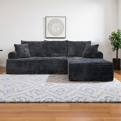 95" L-Shaped Sofa Chaise, Rabbit Fleece Upholstery, Ultra Soft & Comfortable, Ready to Use Out of the Box