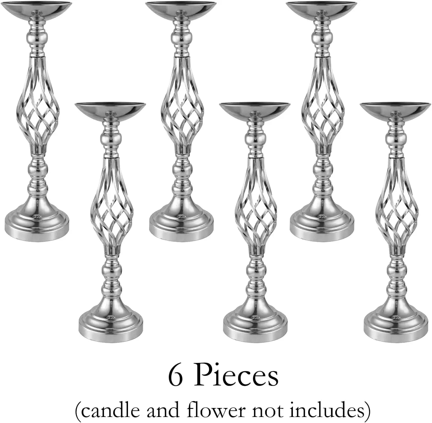 6pcs Silver Metal Flower Vases