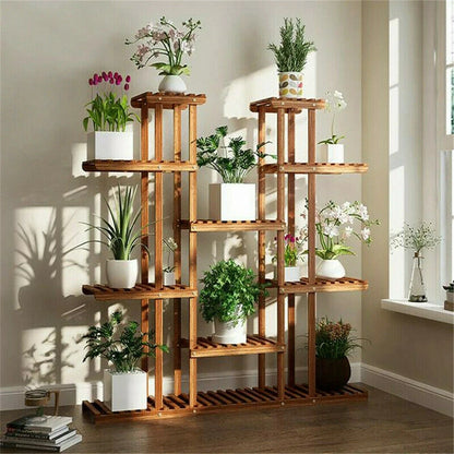 Multi-Tier Plant Stand, 46in Height Wood Flower Rack Holder Indoor Outdoor for Patio Gard