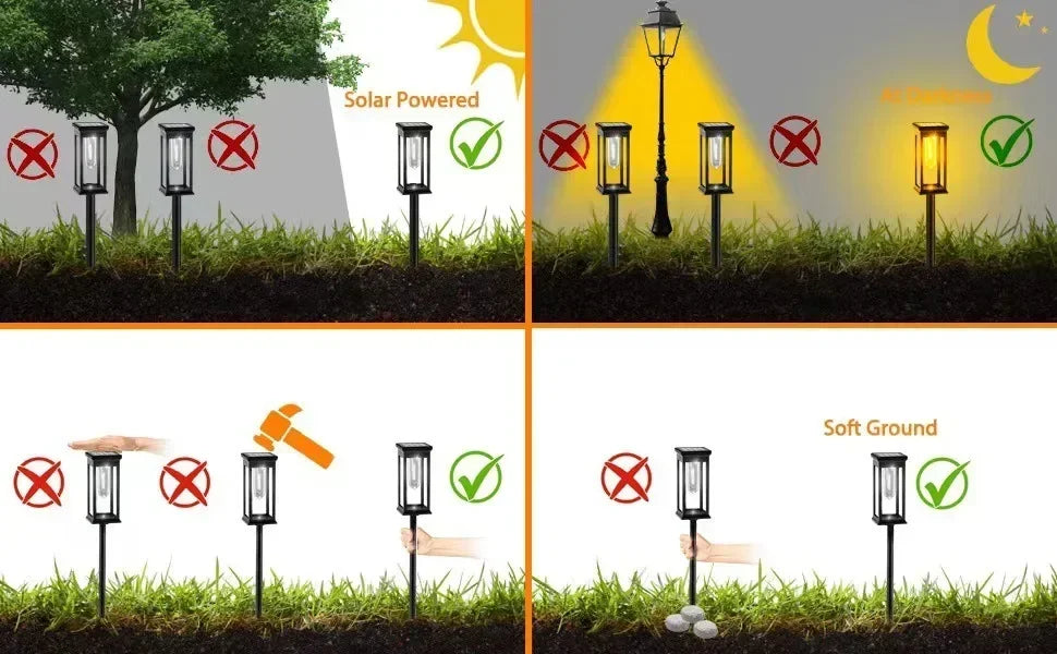 Waterproof LED Solar Lights for Garden Yard Driveway -  Outdoor Landscape Lighting Auto On/Off