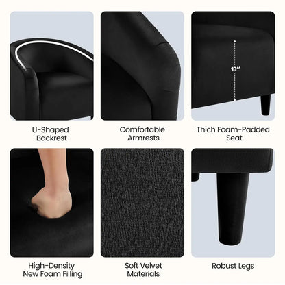 Barrel Chair, Modern Accent Chair Comfy Velvet Chair  for Living Room Bedroom Office,