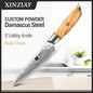 XINZUO 1-8pcs Kitchen Knife Set 73 Layers Custom Damascus Steel  with Olive Wood Handle