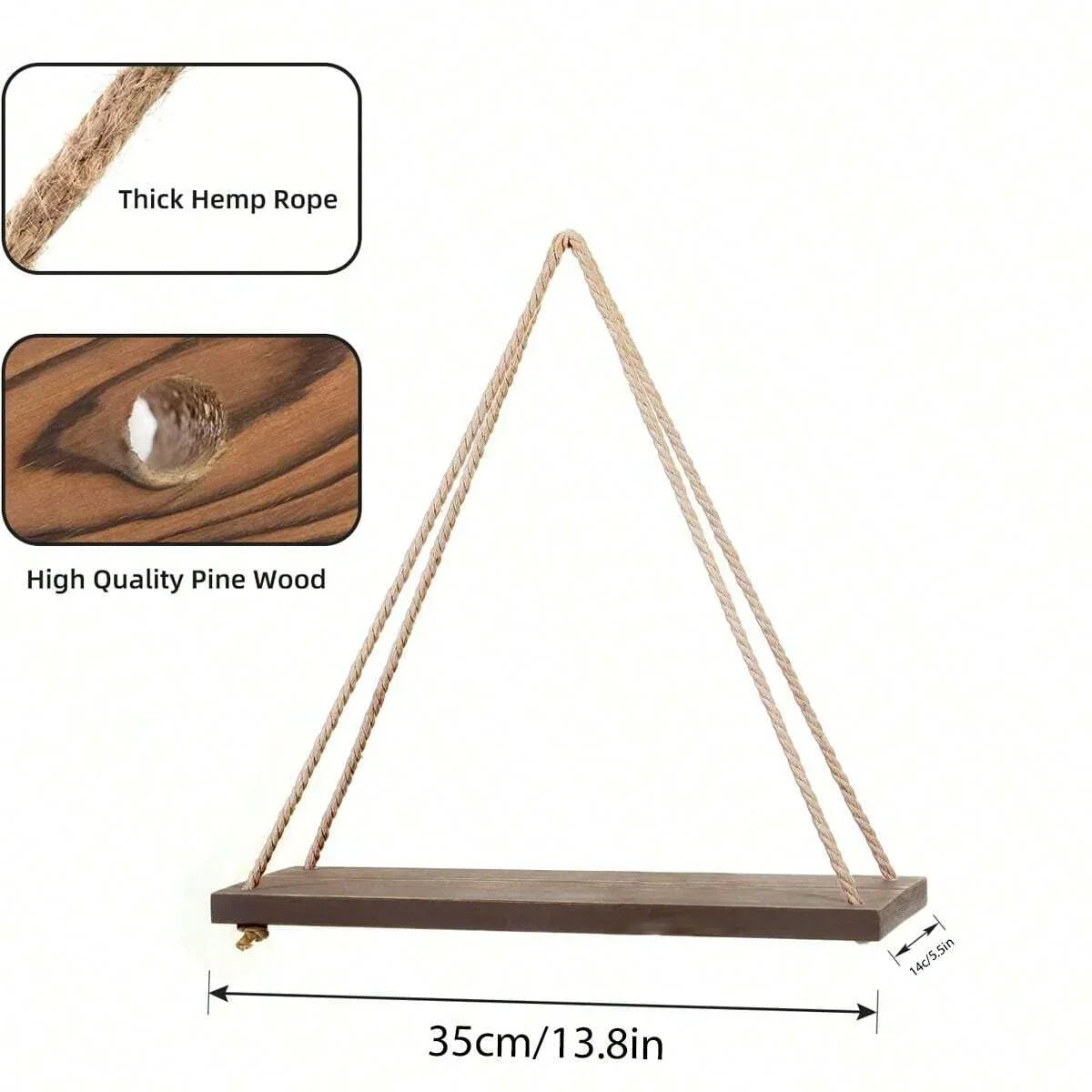 1PC Wooden Swing Hanging Wall Shelve