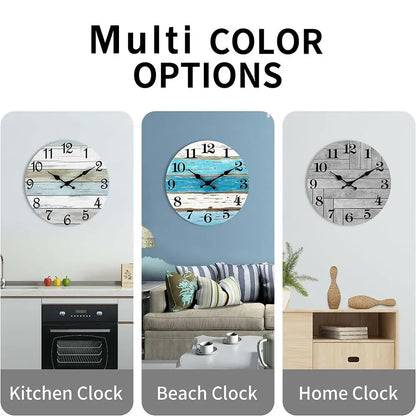 Wall Clock 10 Inch ClockRustic Wall Clocks Battery Operated,SilentNon Ticking Wooden
