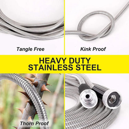 25FT Stainless Steel Metal Garden Water Hose