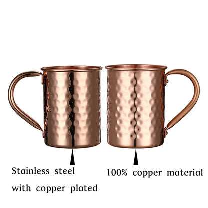 4PCS 550ml 18 Ounces Hammered Copper Plated  Moscow Mule Mug