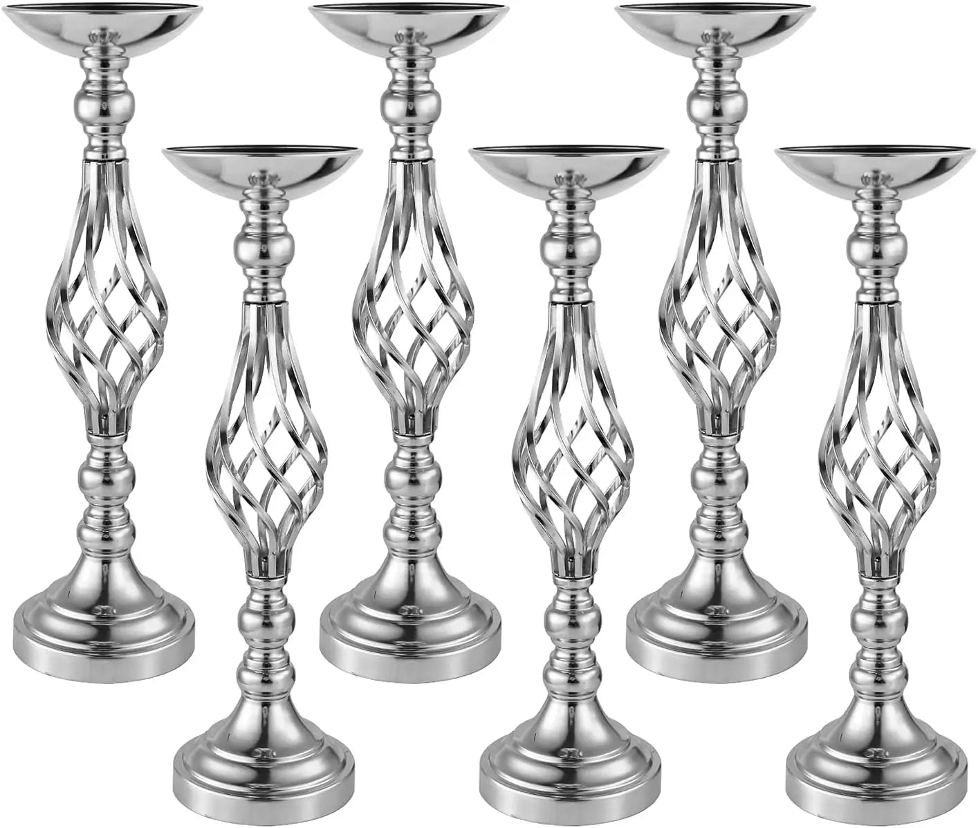 6pcs Silver Metal Flower Vases