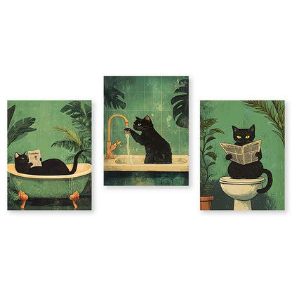Green Funny Cat  Decorative Canvas Painting