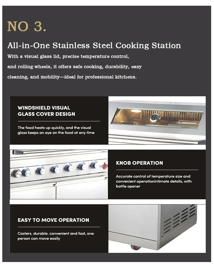 Modern Modular Functional Stainless Steel Outdoor Kitchen Grill Cooktop Sink Fridge LED For Backyard Patio Garden