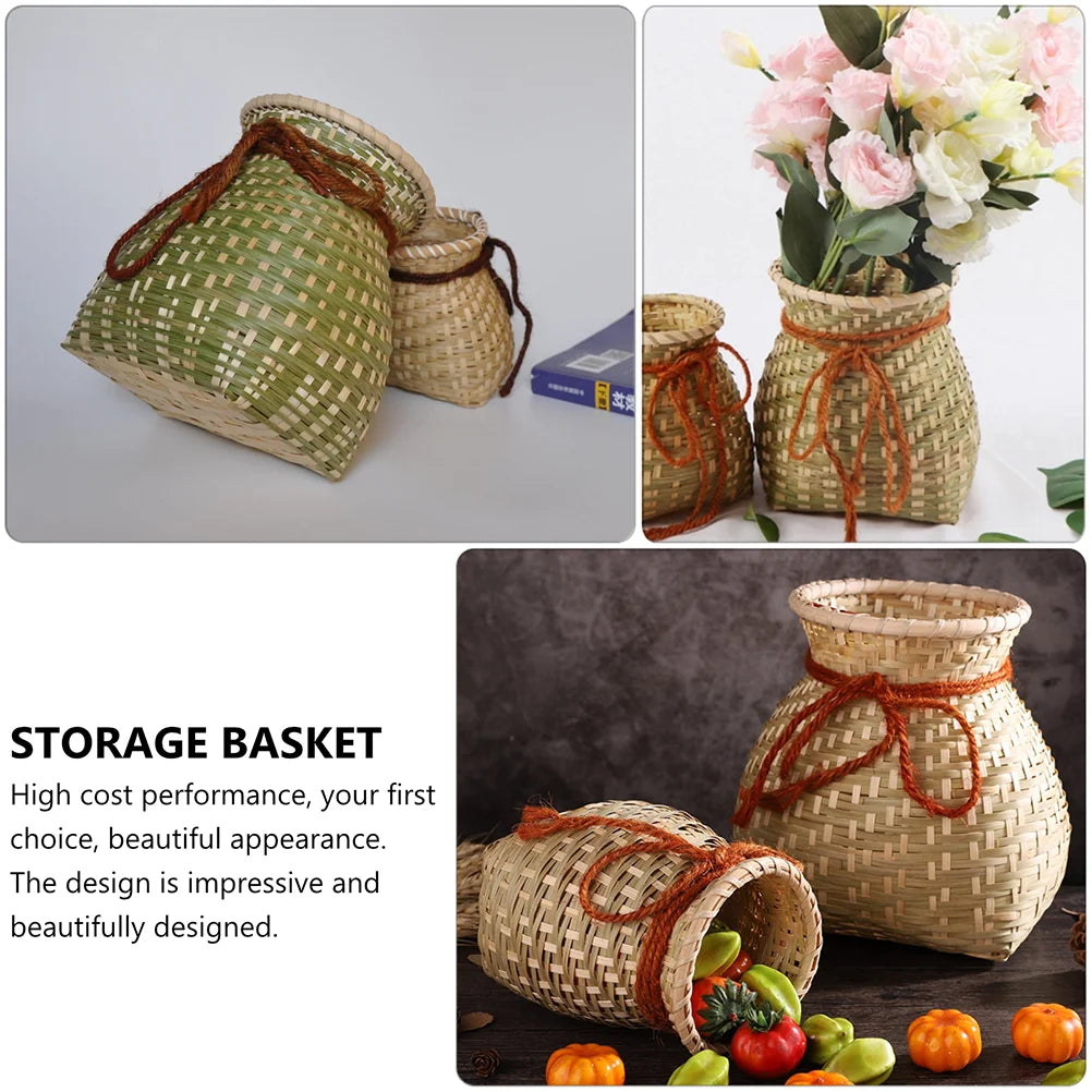 1pc Bamboo Woven Basket  Flower Holder Farmhouse Rustic Home