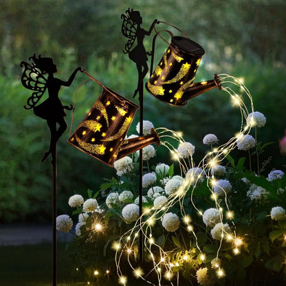 Solar Lights Outdoor Solar Watering Can Light  Waterproof Metal Hanging Lantern Fairy Garden Decor Outside
