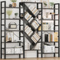 Triple 5 Tier Bookshelf, Large Wooden Bookcase with 17 Open Display Shelves Metal Frame
