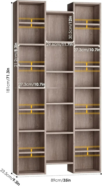 Hot sales[New Arrival!]Triple Wide 8 Tier Media Storage Tower Rack, with Adjustable Shelves,
