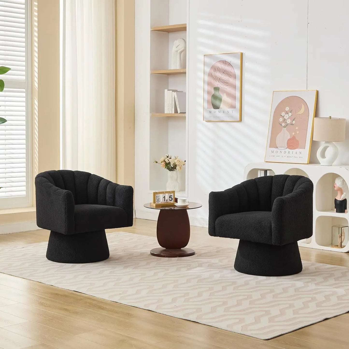 360° Swivel Velvet Upholstered Barrel Chair Set 2 Living Room Reading Round Armchair, 15 different colors