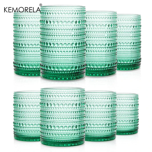 8PCS Vintage Raindrop Glass Cup 300/400ML Highball Glasses