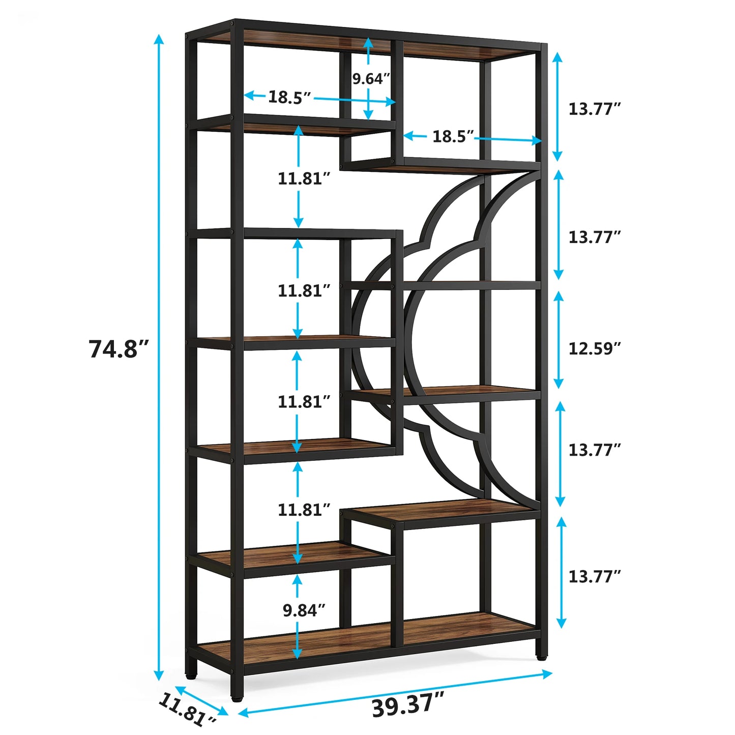Tribesigns Bookshelf Industrial 5 Tier Etagere Bookcase,