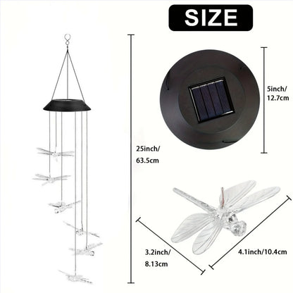 1PC Led Color Changing Butterfly Dragonfly Hummingbird Solar Wind Chimes Outdoor