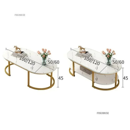 Minimalist Storage Oval  Modern Design Coffee Table