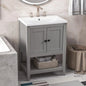 24 Inch Bathroom Vanity Sink Cabinet Solid Wood Door Open Shelf