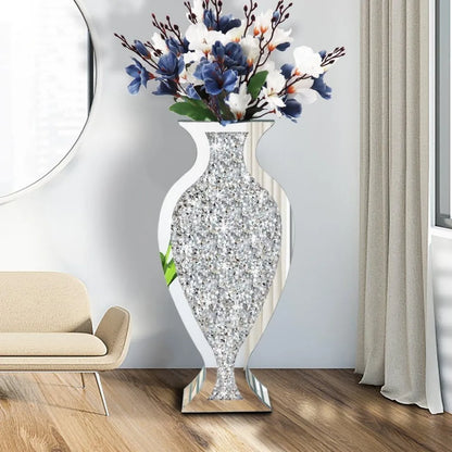 Tall Floor Vase S Crushed Diamond Mirrored Vase 27” Tall,