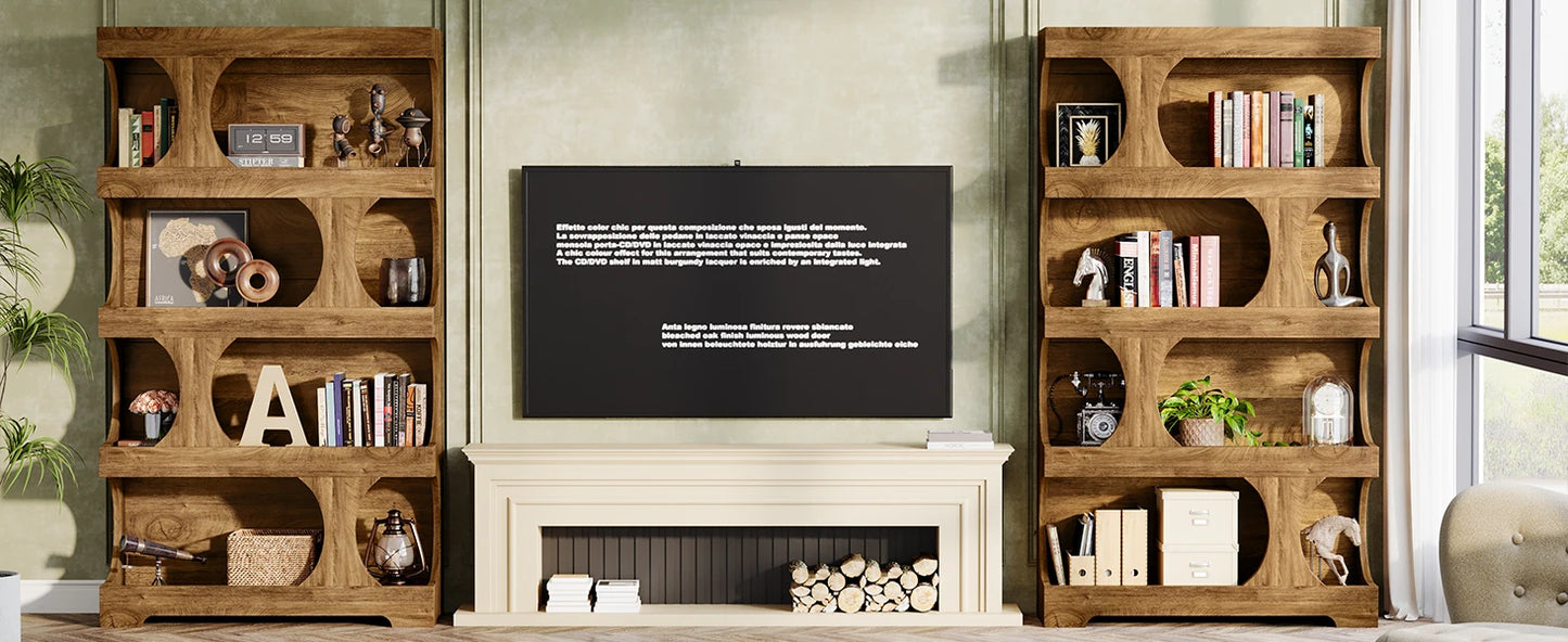 Tribesigns 71" Tall Bookcase, 4-Tier S-Shaped Bookshelf, Wood Modern Freestanding Display Shelves