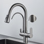 Quyanre Matte Black Filtered Crane For Kitchen Pull Out Spray 360 Rotation Water Sink Mixer Kitchen Faucet