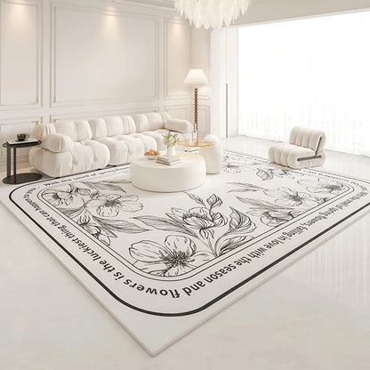 American Retro Carpets for Living Room Thick  Decor Flower Pattern Carpet