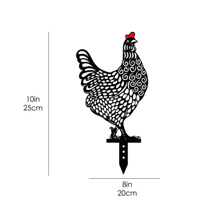 Acrylic Animal Garden Stakes Decorations Hen  For Outdoor Yard Lawn