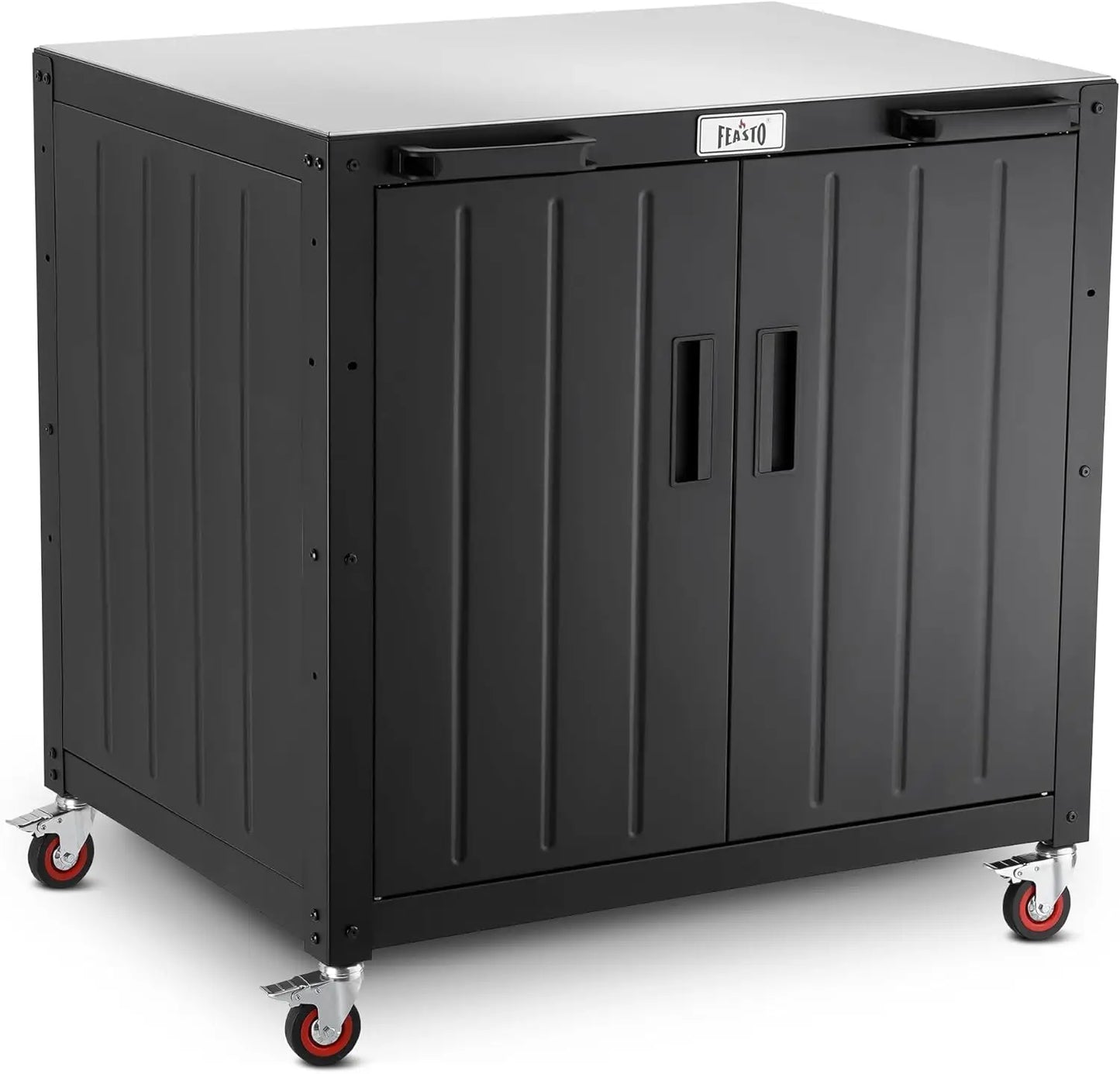 Outdoor Grill Cart with Storage Cabinet and Stainless Steel Top,  Grill Station with Door,