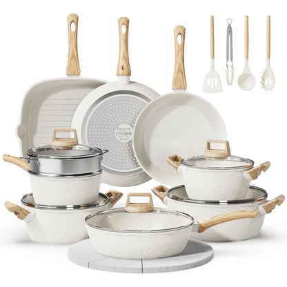24 Pcs Pots and Pans Set, Non Stick Ceramic Cookware Set  Healthy Non-Toxic