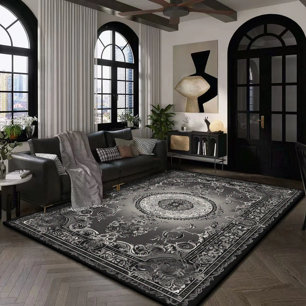 Large Modern Area Rug for Living Room  Plush Non-Slip Floor Machine Washable