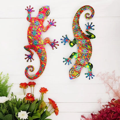 Metal Art Gecko Wall Decor  Lizard Sculptures Gecko Hanging Ornament f