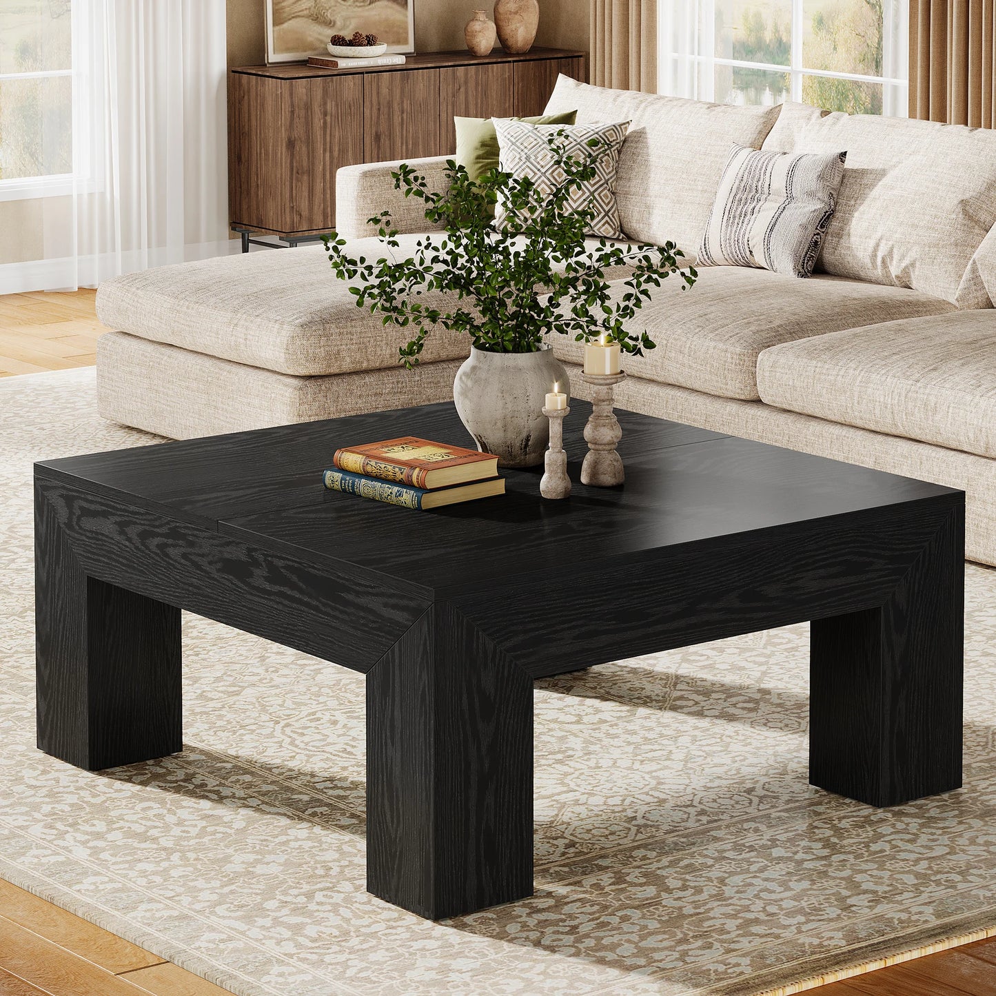 Tribesigns 39.4-Inch Square Coffee Table for Living Room, Farmhouse