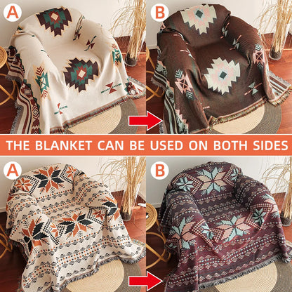 Aztec Blanket, Oversized Boho Throw