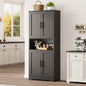 70 Inch Tall Kitchen Pantry Cabinet, Freestanding Storage Cabinet with 4 Doors and Adjustable Shelves,