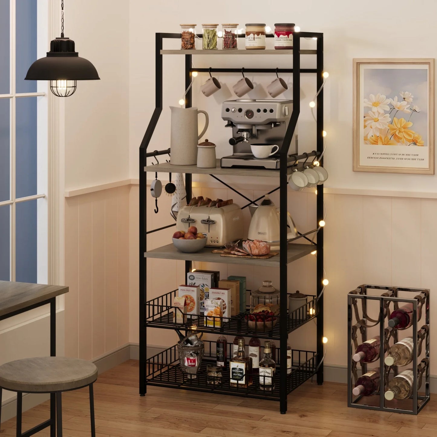 Kitchen Bakers Rack Microwave Oven Stand Coffee Bar Station