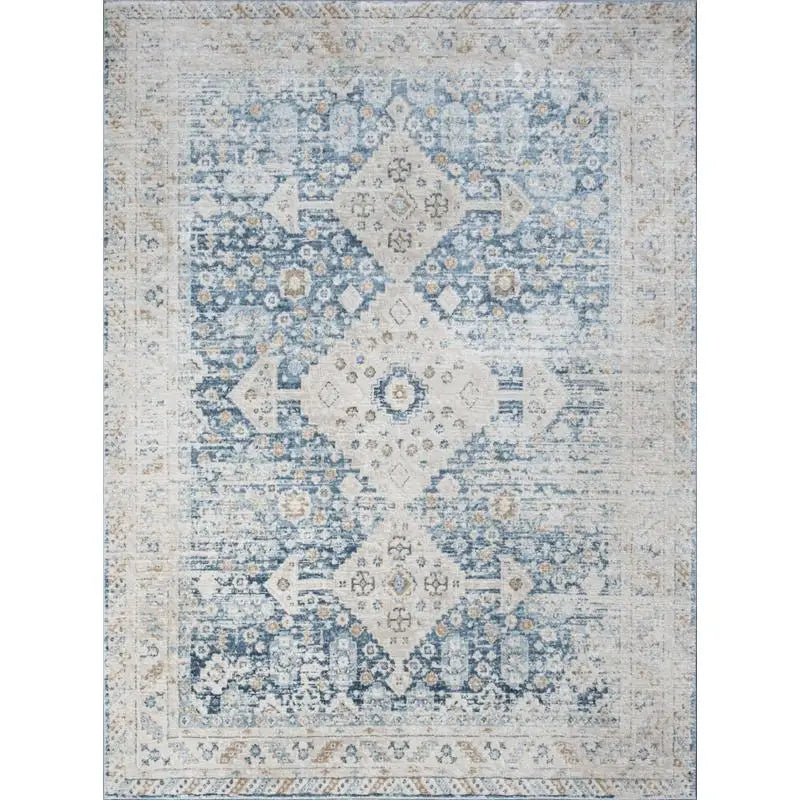 Blue Area Rug 7'10" x 10'3" for Home Decor, Soft and Stylish Floor Covering