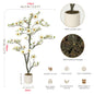 Artificial Magnolia Plant Faux Flower Trees  with LED Light for Yard Patio Home