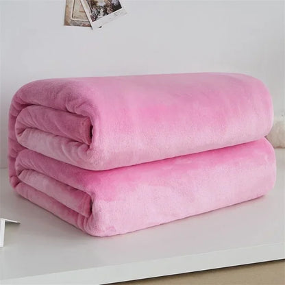 Coral Fleece Flannel Blankets Solid