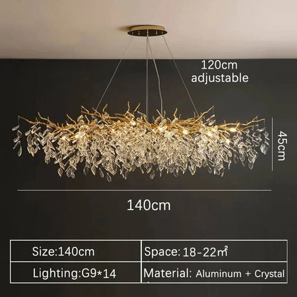 2025 Luxury Gold Crystal LED Chandeliers Living Dining  Lustre Ceiling Pendant Lamps I