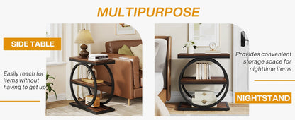 Tribesigns End Table, Narrow End Table with 3 Storage Shelves,