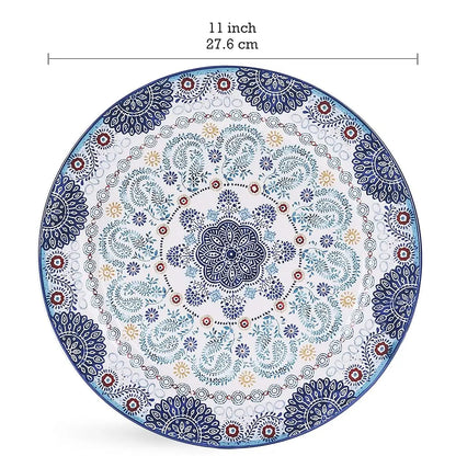 Blue Talavera Dinner Plates Set Of 4, Stylish Serving Dishes,