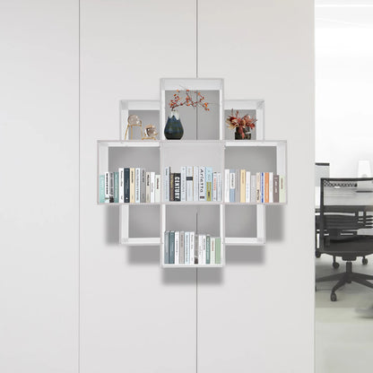 Wall Mounted Irregular Multi-Cube Bookcase, 3-Tier Floating Shelf with 30kg/66lb Load Capacity