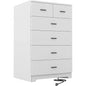 Wooden 6-Drawer Cabinet with Power Outlets and Large White Storage Organizer for Closets, Bedrooms, and Hallways
