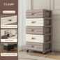 5-Drawer White Storage Cabinet - Sturdy, Smooth Sliding for Closet, Office, Bedroom Organization.