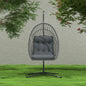 Hanging Egg Chair with Stand Indoor Outdoor, Foldable Rattan Wicker Hammock
