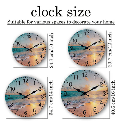 Beach Sea Starfish Shells Blue Wall Clocks Non Ticking
