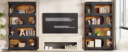 Tribesigns 71" Tall Bookcase, 4-Tier S-Shaped Bookshelf, Wood Modern Freestanding Display Shelves